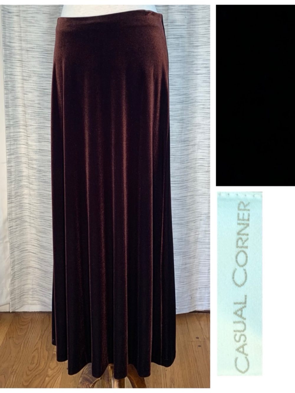 Casual Corner Dark Purple Velvet Maxi Skirt